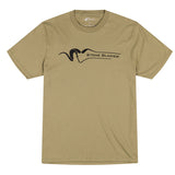 Khaki t-shirt with Stone Glacier logo on a white background