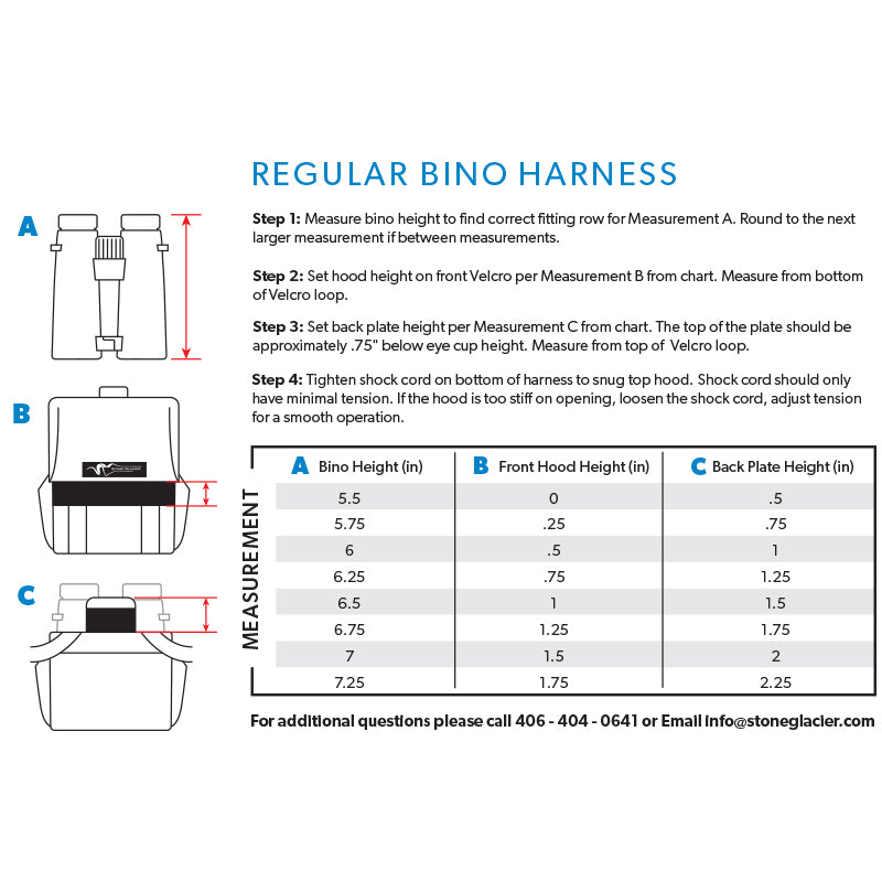 Regular Sentinel Bino Harness Size Card