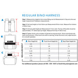 Regular Skyline Bino Harness sizing chart